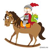 Sant Jordi caballero a caballo - Ilustración infantil. Ilustração vetorial projeto de Carina Galliano - 01.08.2016