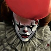Retrato de Pennywise. Un proyecto de Ilustración tradicional de José Ángel Cabrera Villalba - 02.11.2017