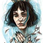 Reina de un mar de lágrimas. Un projet de Beaux Arts et Illustration traditionnelle de Vanesa Izquierdo Ruiz - 08.11.2017
