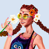 Happy Flower. Een project van Ontwerp van personages y Traditionele illustratie van CLAU CLAU - 11.11.2017