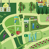AL BIDDA PARK- MAP. Graphic Design, Traditional illustration, and Vector Illustration project by Cristina J. Granados - 11.17.2017