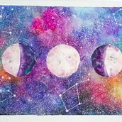 Fases de la luna. Fine Arts, Traditional illustration, and Painting project by Carolina Galeazzi - 11.02.2017