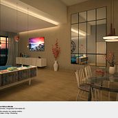 Salón Comedor Con Carácter Nórdico. 3D, Arquitetura, Arquitetura de interiores e Infografia projeto de Lola Padilla - 19.05.2017