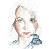 Niña con pez: Retrato ilustrado en acuarela. Een project van Traditionele illustratie van Lourdes Alonso Carrión - 16.12.2017