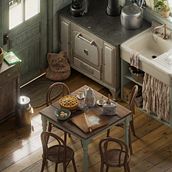 Vintage kitchen - Isometric. Un proyecto de 3D, Arquitectura y Arquitectura interior de Jose Olmedo - 18.12.2017