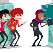 Ayuntamiento de Madrid respecta la diferencia. Contra el bullying. Character Design, Traditional illustration & Infographics project by Jorge de Juan - 09.04.2017