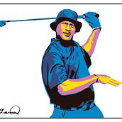 Imprimibles - Cuadros de Michael Jordan jugando al Golf. Street Art, Vector Illustration, and Painting project by Mark Macie - 12.13.2017