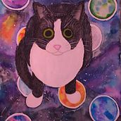 Mi Proyecto del curso: Técnicas modernas de Acuarela GATO GALAXIA . Traditional illustration project by Andrea Cantor Diaz - 01.11.2018