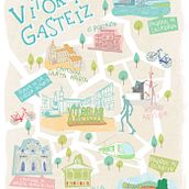 Mapa ilustrado Vitoria-Gasteiz Ein Projekt aus dem Bereich Grafikdesign und Traditionelle Illustration von Elena Sanabria - 17.01.2018