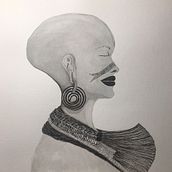 Ahí va, usando como modelo una imagen de Phil Borges, cuya obra admiro.  Con muchas ganas de seguir trabajando con tinta china. Gracias, Poni! Realmente inspiradora! . Traditional illustration project by Nuria Rodriguez - 01.30.2018