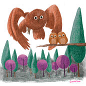 Proyecto curso lápices de colores: Vigilantes del bosque. Traditional illustration project by Mari Carmen Serrano Madrid - 02.15.2018