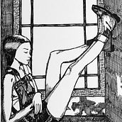 La chica de la ventana. Traditional illustration project by lalai - 02.18.2018