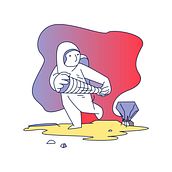 astronauta. Traditional illustration, and Vector Illustration project by Alejandro González Osés - 02.19.2018