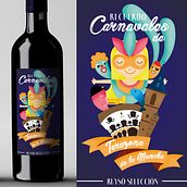 Vino Carnaval. Design, Graphic Design, Traditional illustration, Vector Illustration, and Packaging project by Almudena La Orden - 02.12.2018