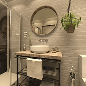 BAÑO PARTICULAR. 3D, Interior Architecture, Lighting Design, Interior Design, Furniture Design, and Making project by Soledad Durán - 02.27.2018