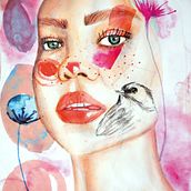 MiProyecto del curso: Retrato ilustrado en acuarela.  PINK BALLON. Een project van  Beeldende kunst van Nerea Sanchez Pastor - 11.03.2018