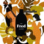 Cartel Café Fred . Un proyecto de Diseño, Ilustración tradicional, Ilustración vectorial y Publicidad de Marta Jiménez - 16.03.2018