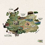 Mapa Caminos del Guadiana. Information Design, Traditional illustration, Infographics, and Painting project by Carlos Mugica Ortiz - 04.06.2018