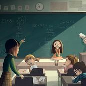 Kids at school. Un proyecto de Ilustración tradicional de Evelt Yanait - 02.04.2018