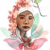 Niña Indígena Colombiana. Traditional illustration project by Andrea Acevedo - 04.16.2018