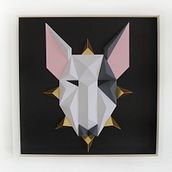 Bull Terrier. Arte 3D en cartón.. Un proyecto de 3D y Papercraft de Antonio Tapias - 29.04.2018