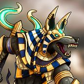 Anubis - Ilustración para juego de mesa y cartas "Sangre y Acero". Un proyecto de Diseño de juegos, Diseño de personajes, Ilustración tradicional e Ilustración digital de Daniel Dormido Fernández - 09.05.2018