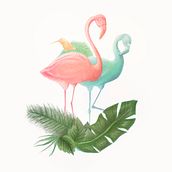 Flamingos. Traditional illustration, and Digital Illustration project by Zaira Valdes - 05.07.2018