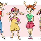 Bunnies. Fine Arts, Creativit, Drawing, Character Design, Traditional illustration, and Digital Illustration project by Paloma López - 05.14.2018
