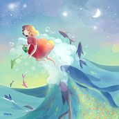 Ponyo. Fine Arts, Creativit, Drawing, Events, Traditional illustration, and Digital Illustration project by Paloma López - 05.14.2018