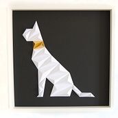 Gato. Arte 3D en cartón.. Un proyecto de 3D, Arte urbano, Artesanía, Bellas Artes, Diseño, Diseño de interiores, Diseño gráfico, Modelado 3D y Papercraft de Antonio Tapias - 19.04.2018
