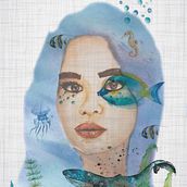 Mi Proyecto final: Retrato ilustrado en acuarela la vida en el oceano. Een project van Traditionele illustratie van Claudia Taracena - 23.05.2018