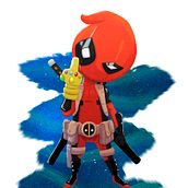 Deadpool + Guantelete del infinito. Een project van  Beeldende kunst, Film, Stripboek,  Concept art,  Tekening, Ontwerp van personages, Traditionele illustratie y Digitale illustratie van Daniel Zapata Viciana - 07.07.2018