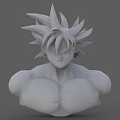 Busto de Goku . Een project van 3D, Film, video en televisie,  Creativiteit, Speelgoedontwerp, Ontwerp van personages, 3D-karakterontwerp, Beeldhouwwerk,  3D-modellering y Videogames van Aarón Ramos Pardal - 26.09.2018