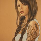 CHICA CON TRENZAS. Desenho artístico projeto de Rakel Sánchez - 03.10.2018