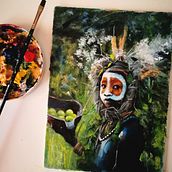 Tribal (estudio en acrílico). Ilustração tradicional, e Pintura projeto de Alberto Costa Gómez - 09.10.2018
