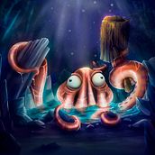 Pulpo Majareta. Concept Art, Drawing, Character Design, Traditional illustration, and Digital Illustration project by Adrián Tormo - 10.09.2018