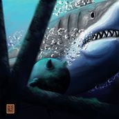 Shark attack. Un progetto di Arte concettuale, Illustrazione tradizionale e Illustrazione digitale di Julio Solis - 13.10.2018