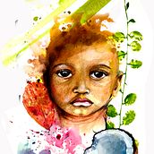  Retrato ilustrado en acuarela "Quiero un coco". Portrait Drawing, Traditional illustration, Watercolor Painting, and Creativit project by Claudio Bustamante - 10.26.2018