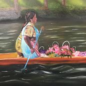 Flores de Xochimilco, pintura al óleo. Painting project by Norma Santoyo - 10.30.2018