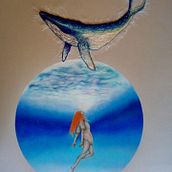 Mujer con Ballena. Embroider, and Drawing project by Brenda Paola Cristán García - 01.18.2018
