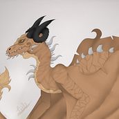Dragon with curved horns black . Drawing, Character Design, Traditional illustration, and Digital Illustration project by Lesli Ranma - 11.11.2018