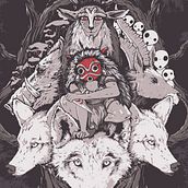 La princesa Mononoke // La princesa Mononoke. Un proyecto de Cine, Dirección de arte, Diseño, Diseño de carteles, Diseño gráfico, Ilustración tradicional e Ilustración digital de Dani Torres - 15.11.2018