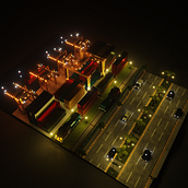 The Harbor after dark. 3D project by Osmar Garduño Muñoz - 11.16.2018