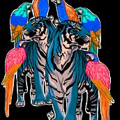 Tigers and parrots. Un progetto di Street Art, Belle arti, Bozzetti, Creatività, Disegno, Design, Graphic design, Illustrazione tradizionale, Illustrazione digitale e Pittura di Isa - 17.11.2018