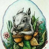 ILUSTRACIONES: Una ardillita entre hojas de verde color. Un projet de Illustration traditionnelle de Leticia Milagros Tineo Anyosa - 17.11.2018