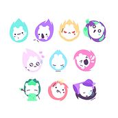 Mitsuko stickers - Sticker Place. Character Design project by Sara Gummy - 01.29.2018