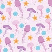 Patrón 4 - Medusas. Un projet de Création de motifs, Illustration traditionnelle, Illustration numérique et Illustration vectorielle de Michelle Flores - 01.08.2018