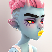Demon Girl Cartoon. Un proyecto de 3D, Concept Art, Diseño de personajes 3D, Ilustración tradicional y Videojuegos de Ana Sánchez Castro - 06.12.2018