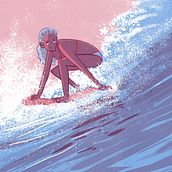 Surfer bitono. Traditional illustration, and Digital Illustration project by KIKE J. DÍAZ - 12.07.2018