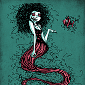 Villana Belatrix Harry Potter (versión sirena). Concept Art, Desenho, Desenho a lápis, Desenho artístico, Design, Design de personagens, e Design gráfico projeto de Ana Delgado Contreras - 30.10.2018